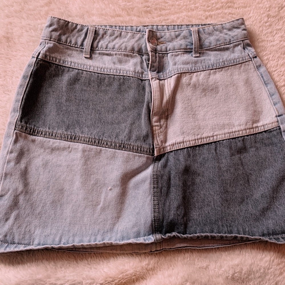 denim patchwork skirt